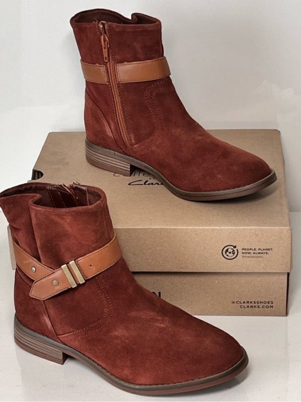 Clarks Camzin Strap Leather Mid Boots